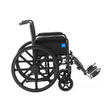Medline Guardian K1 Wheelchair, front view, footrests extended.
