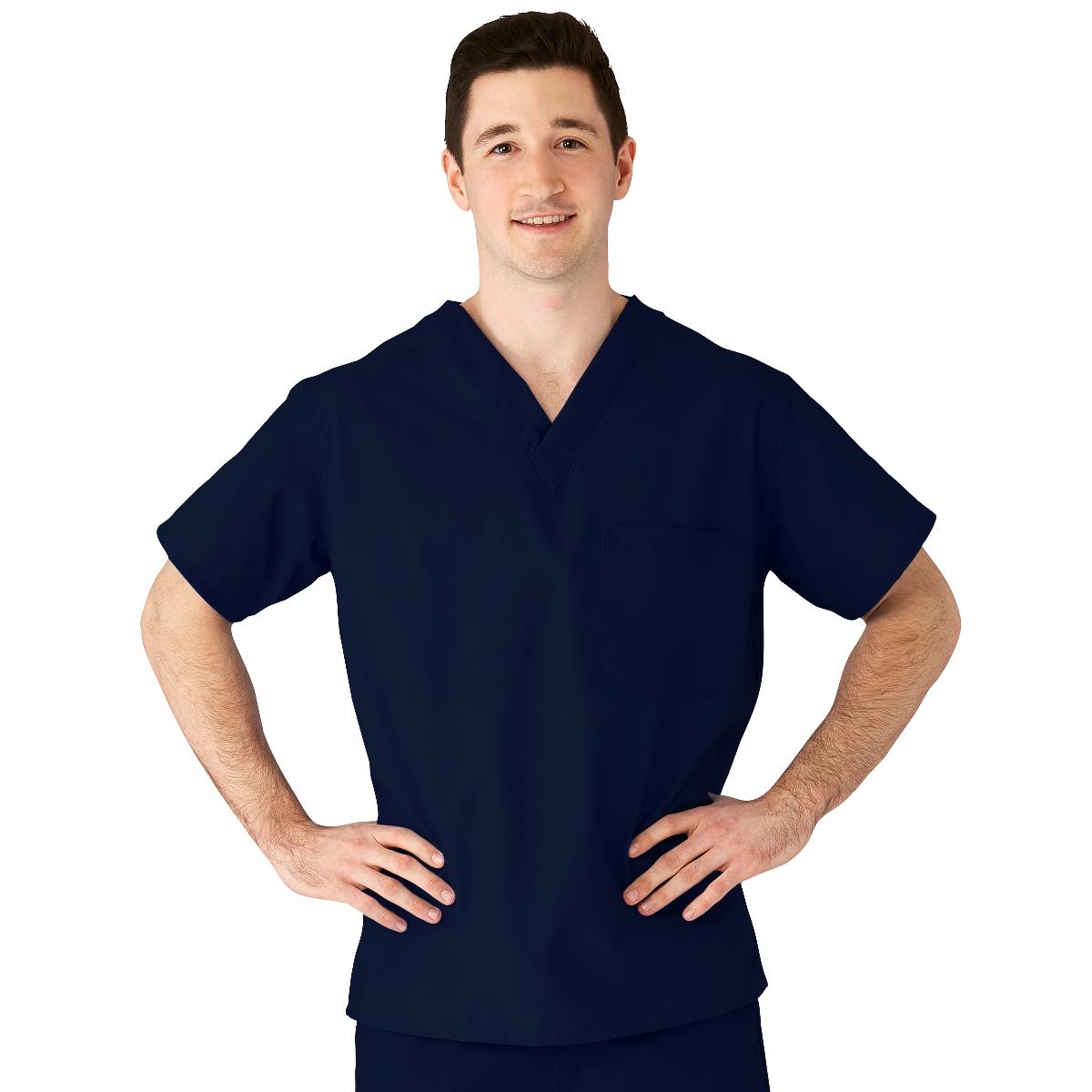AngelStat Unisex Reversible  Scrub Tops with Angelica CC - Navy (Style 610)