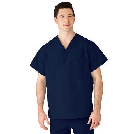 AngelStat Unisex Reversible  Scrub Tops with Angelica CC - Navy (Style 610)