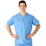 AngelStat Unisex Reversible  Scrub Tops with Angelica CC - Ceil Blue (Style 610)