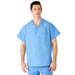AngelStat Unisex Reversible  Scrub Tops with Angelica CC - Ceil Blue (Style 610)