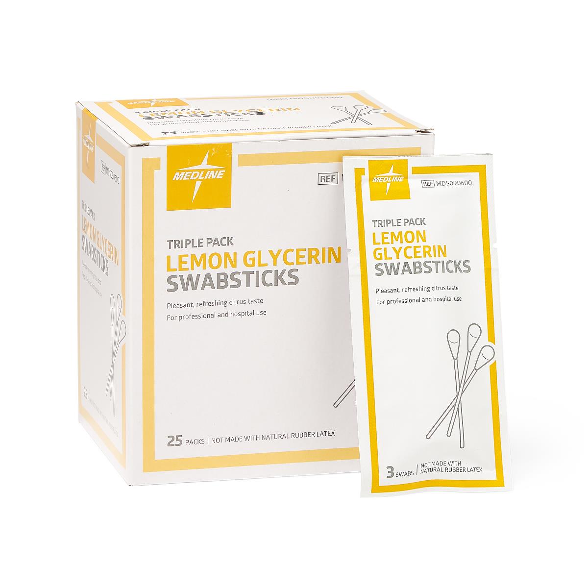 Lemon Glycerin Swabstick Medline Rayon Tip 3 Per Pack