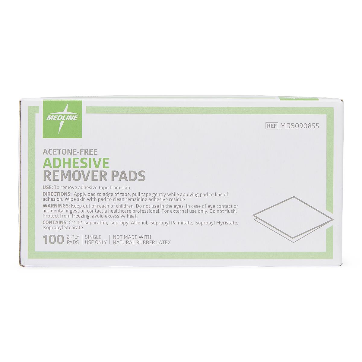 Medline Acetone-free Medical Adhesive Remover Pad, product features highlighted.
