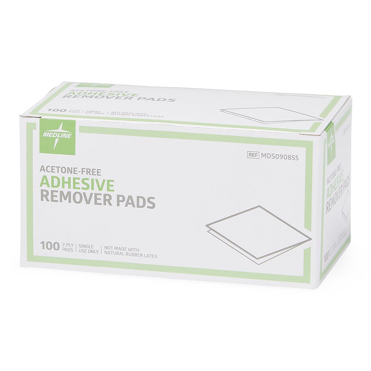 Medline Acetone-free Medical Adhesive Remover Pad, multiple pads displayed.