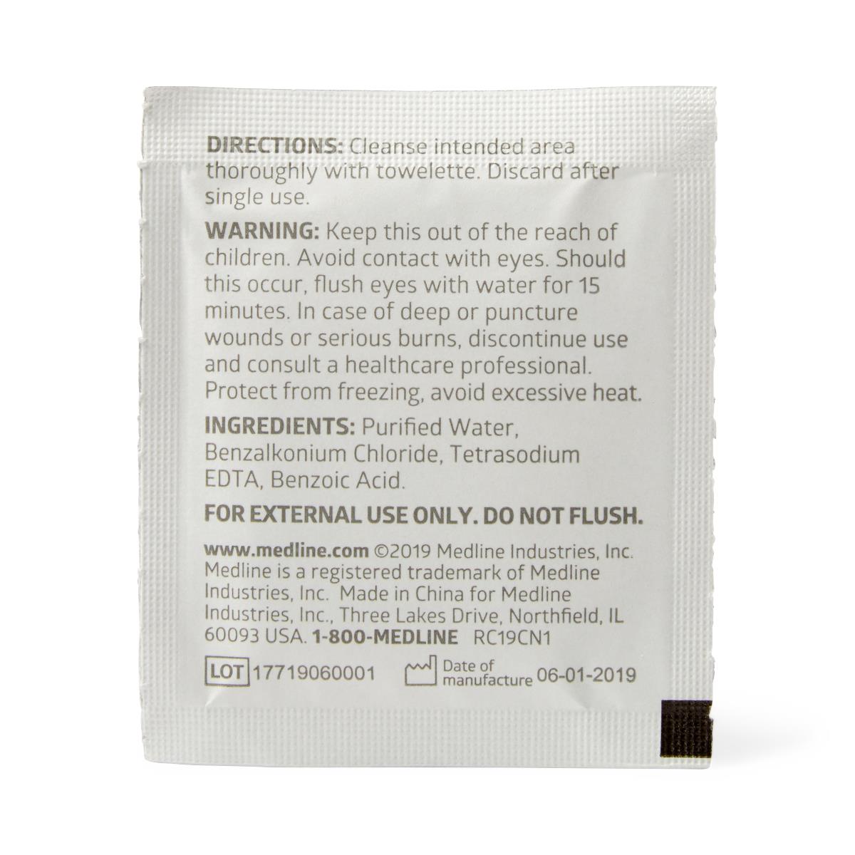 Medline Alcohol-free Moist Towelettes, showing the product in use.