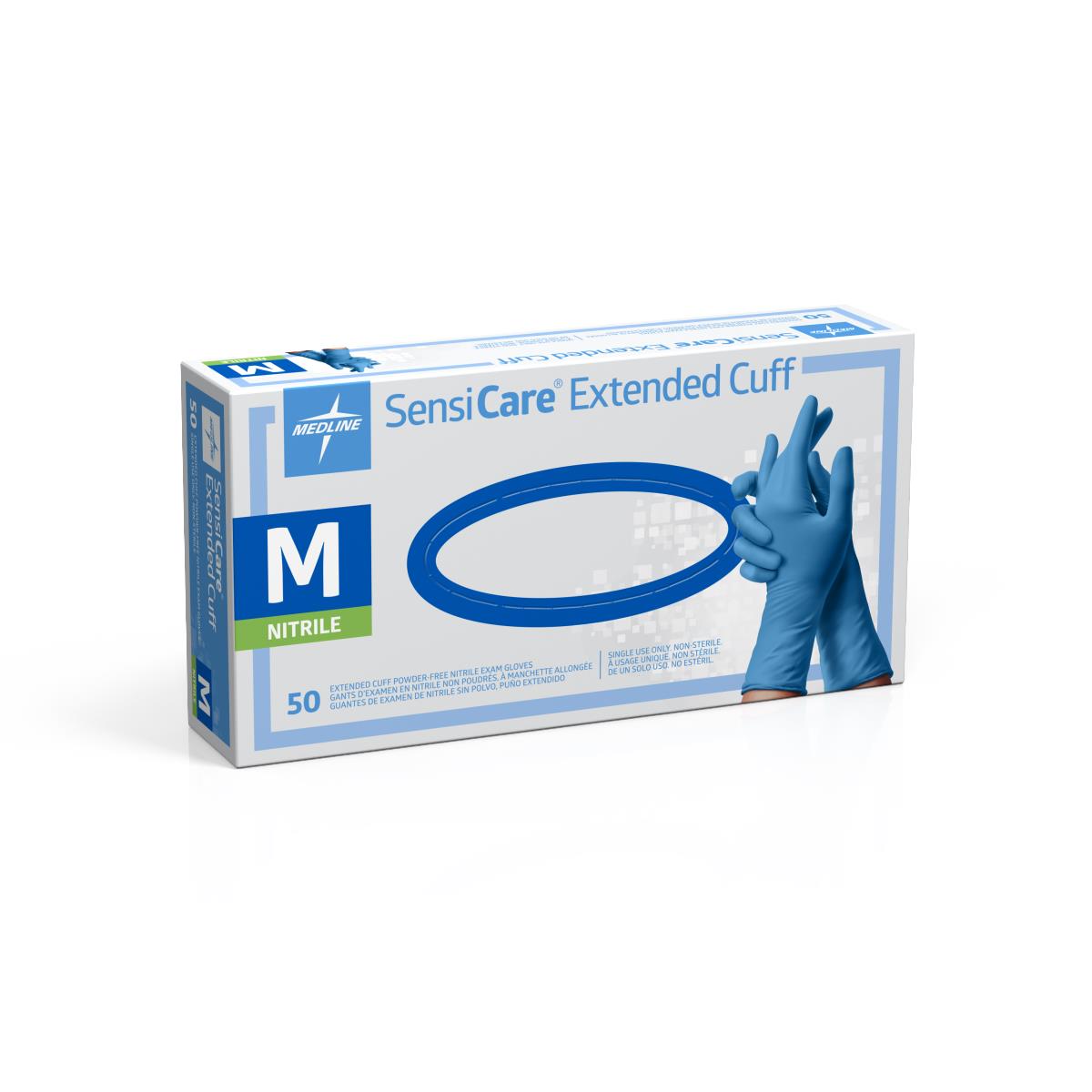 Sensicare Powder-free Nitrile Glove With 12" Extended Length Cuff Small Latex-free Blue