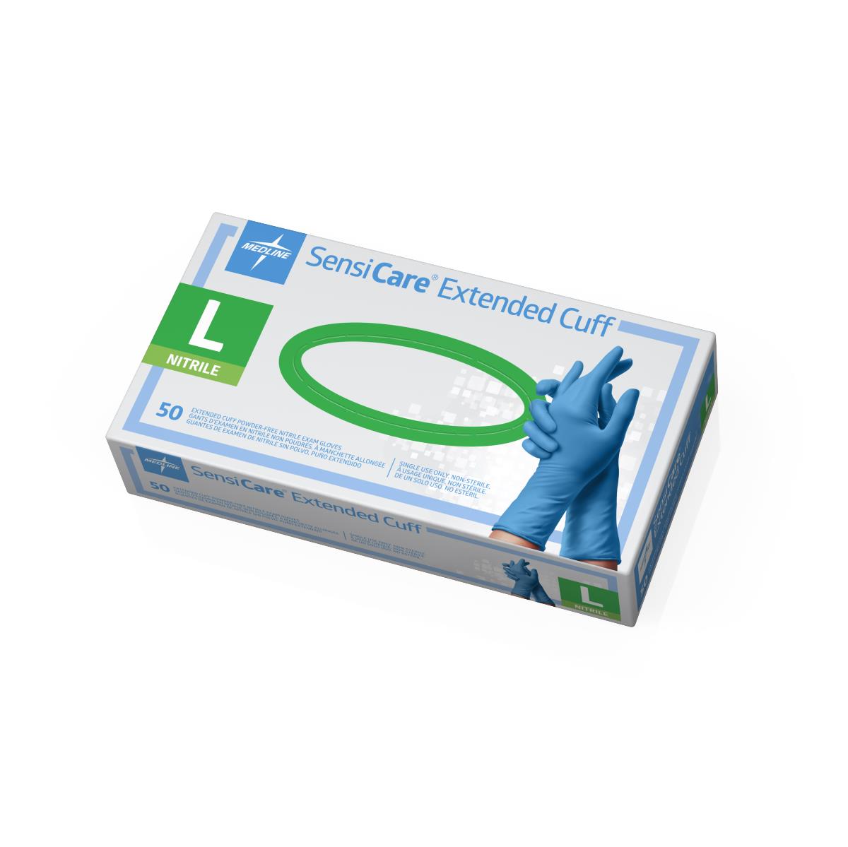 Sensicare Powder-free Nitrile Glove With 12" Extended Length Cuff Small Latex-free Blue