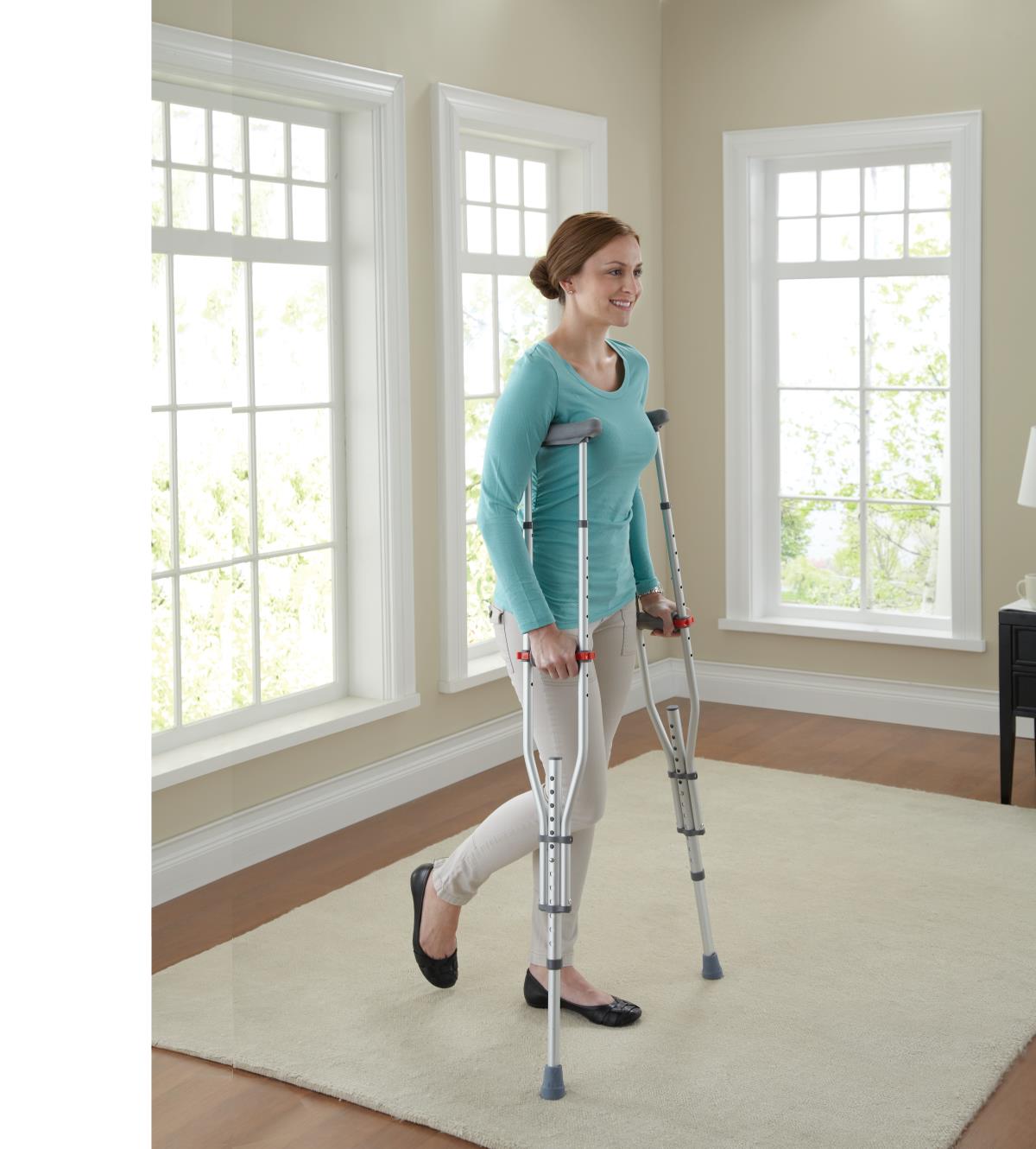 Medline Quick-Fit Aluminum Crutches with Red Dot Hand Grip