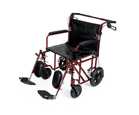 Medline Freedom Plus Light Bariatric Transport Chair, front view, with footrests.