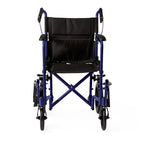 Aluminum basic transport chair, folded for compact storage.
