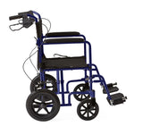 Aluminum basic transport chair with a user seated.