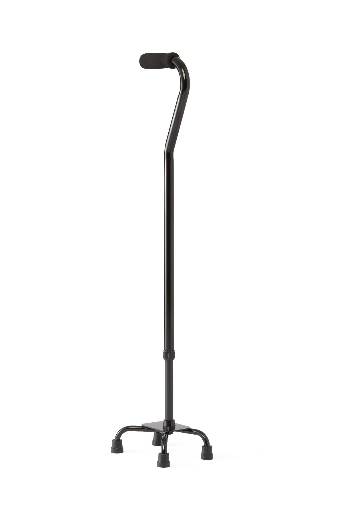 Ergonomic handle of the Medline Aluminum Quad Cane for comfortable grip.