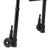 Medline Folding Trigger Walker with 5-inch wheels, folded for storage.