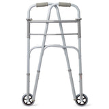 Medline Two-Button Folding Walker with Front Wheels