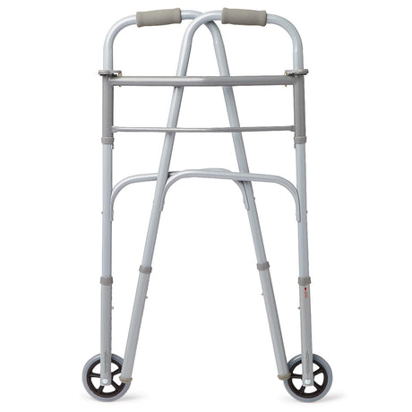 Medline Two-Button Folding Walker with Front Wheels