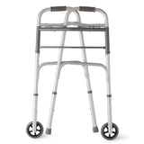 Medline Two-Button Folding Walkers with 5" Wheels