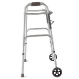Medline Two-Button Folding Walkers with 5" Wheels