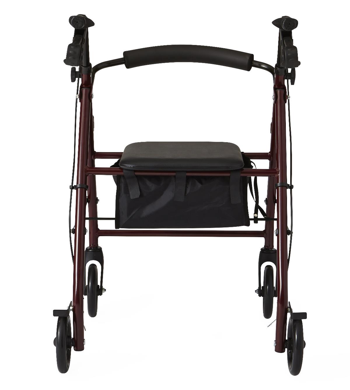 Medline Junior Rollator, side view, highlighting the 6-inch wheels and frame.