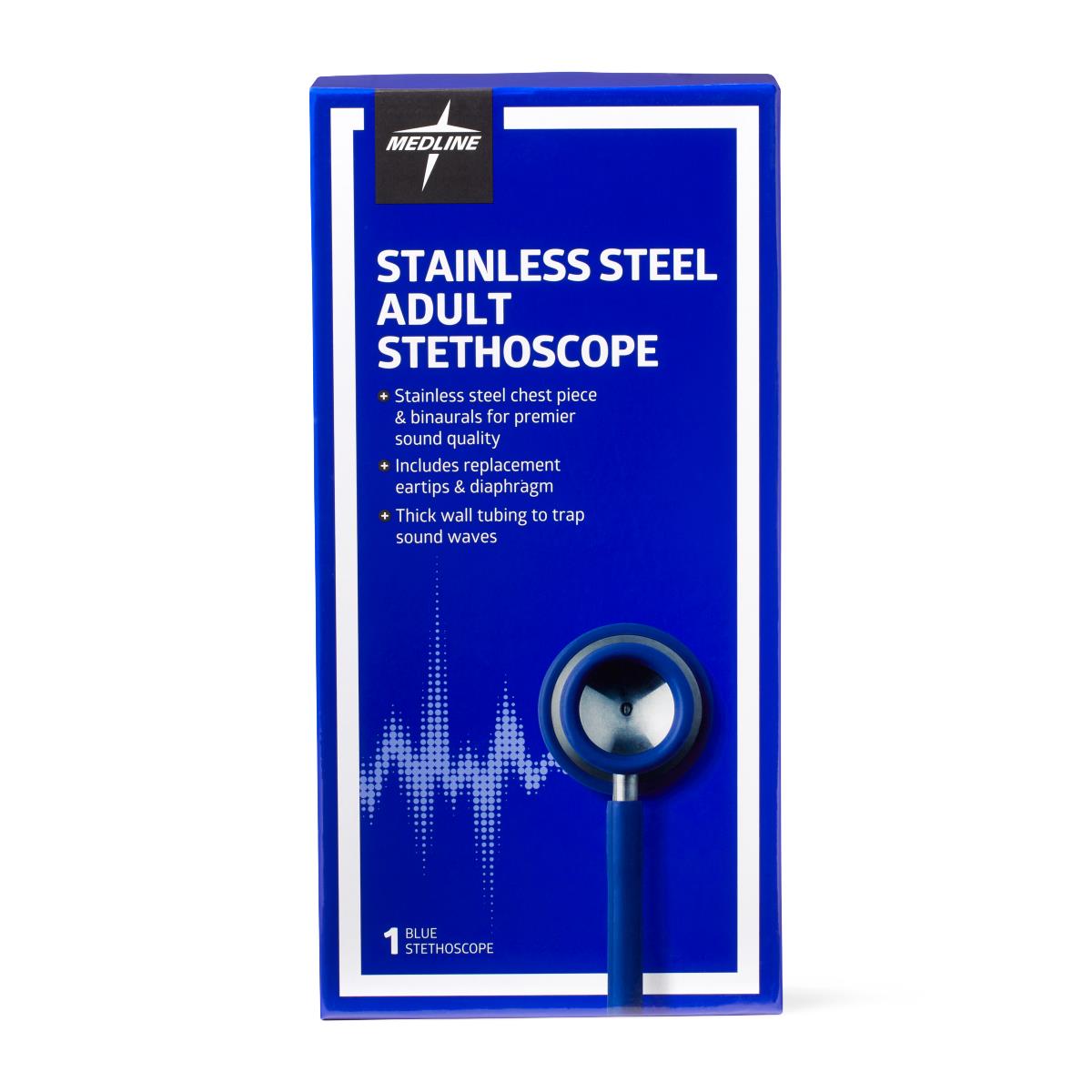 Medline Adult Stainless Steel Stethoscopes
