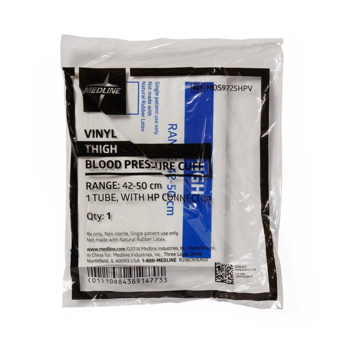 Medline Disposable Vinyl 1-Tube BP Cuffs with Bayonet Connector