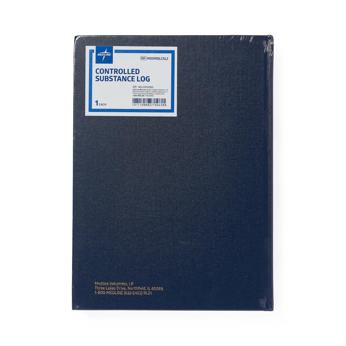 Medline Controlled Substances Log Book, close-up of a page with detailed entries.