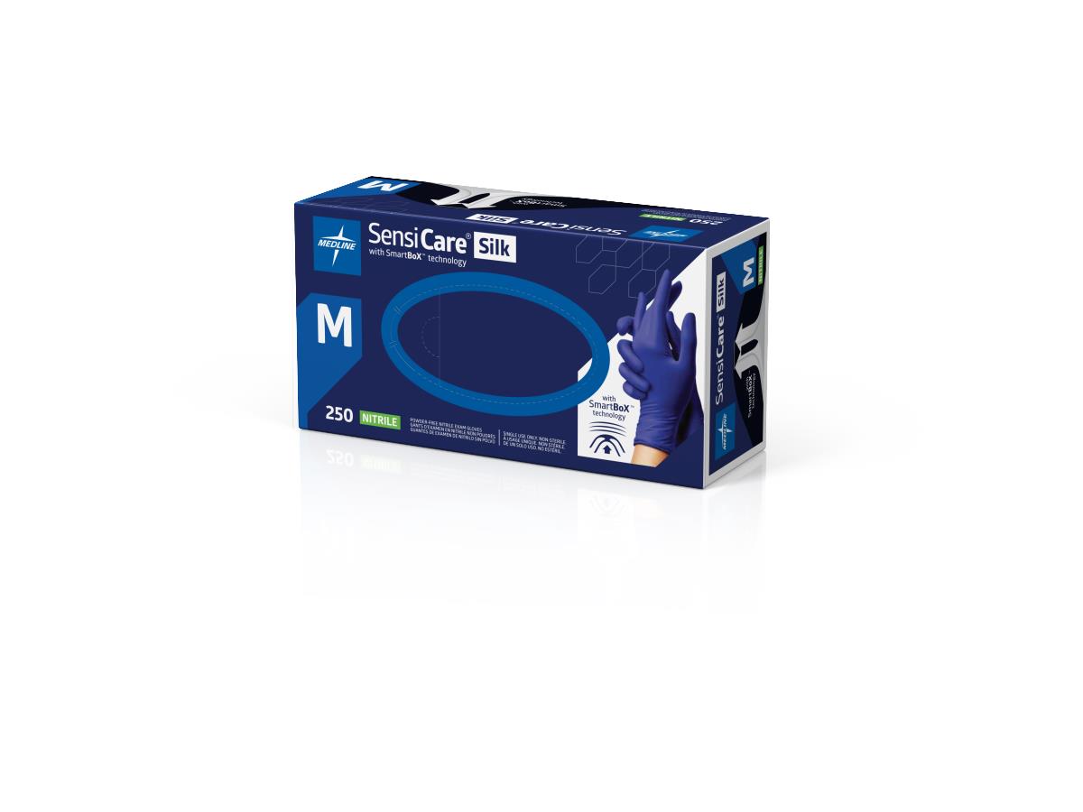 SensiCare Silk Powder-Free Nitrile Exam Gloves with SmartBox Design