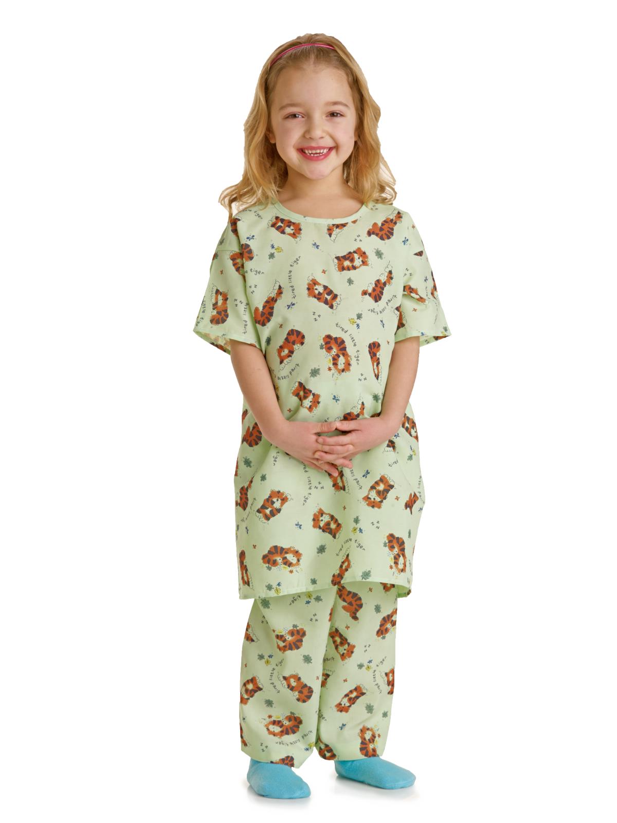 Medline Tired Tiger Tie-Closure Pediatric Patient Gowns