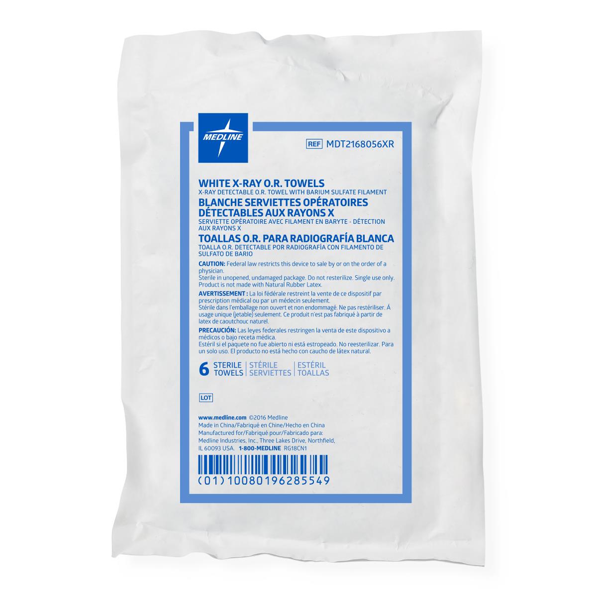 Medline Sterile Disposable X-ray Detectable OR Towels