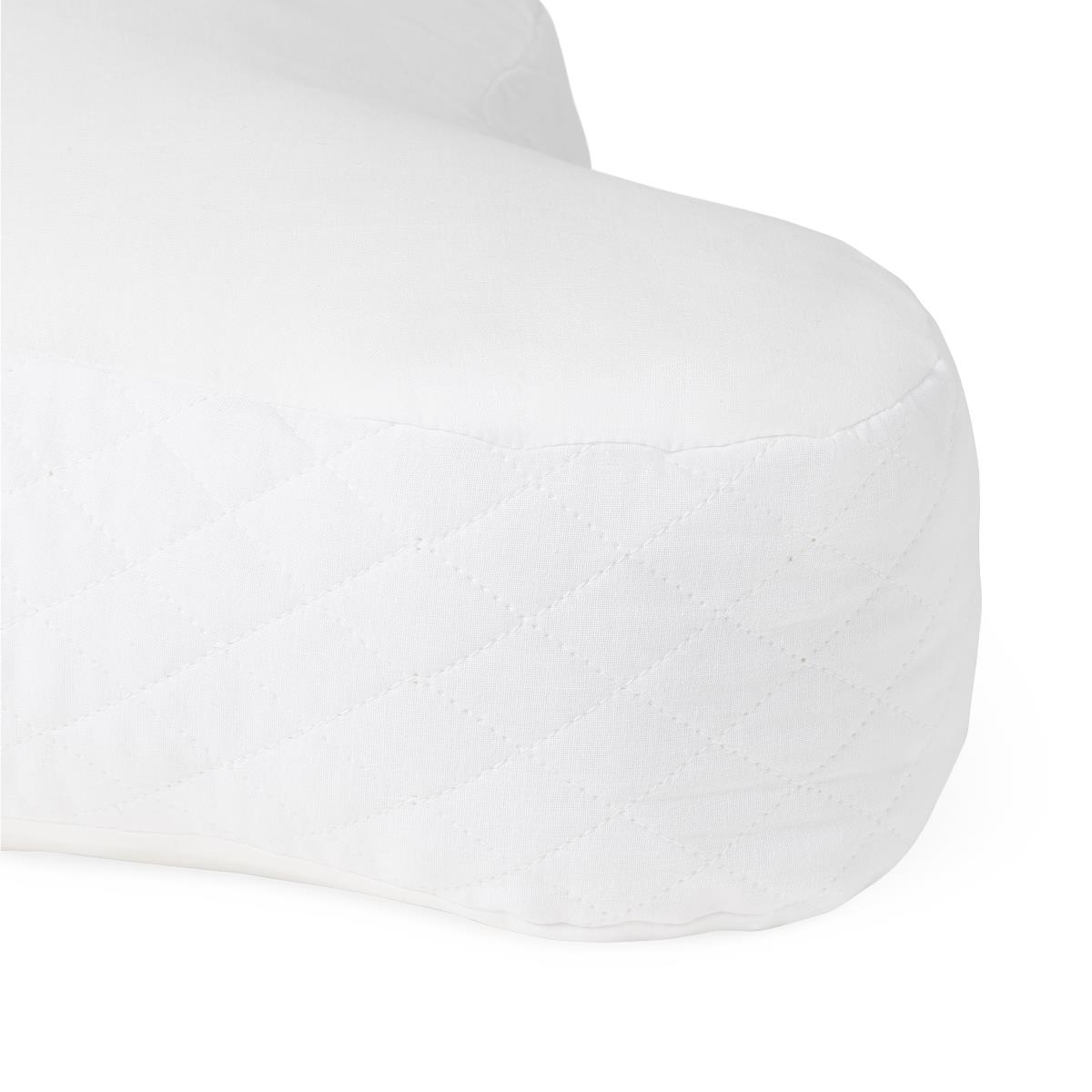Side view of a Medline CPAP pillow, demonstrating thickness.