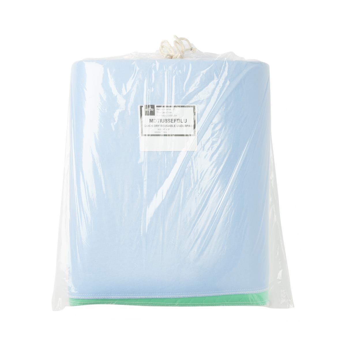 Underpad 34" X 36" Quick-dry Poly Laminated Blue Outer Cover With Green Facing