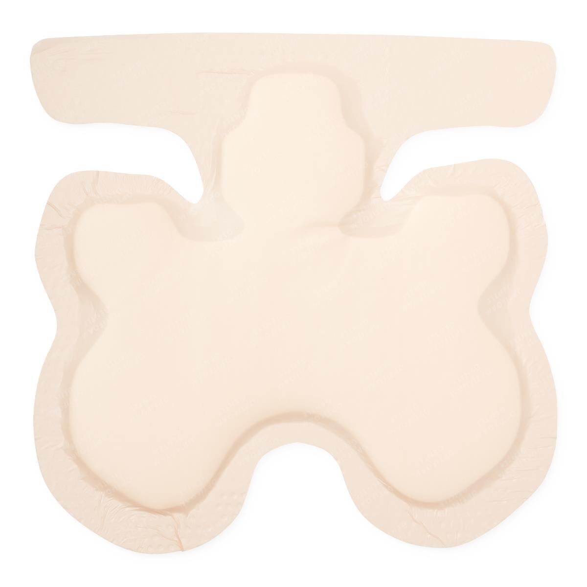 Optifoam Gentle Heel Silicone-faced Foam Dressing, multiple dressings stacked.