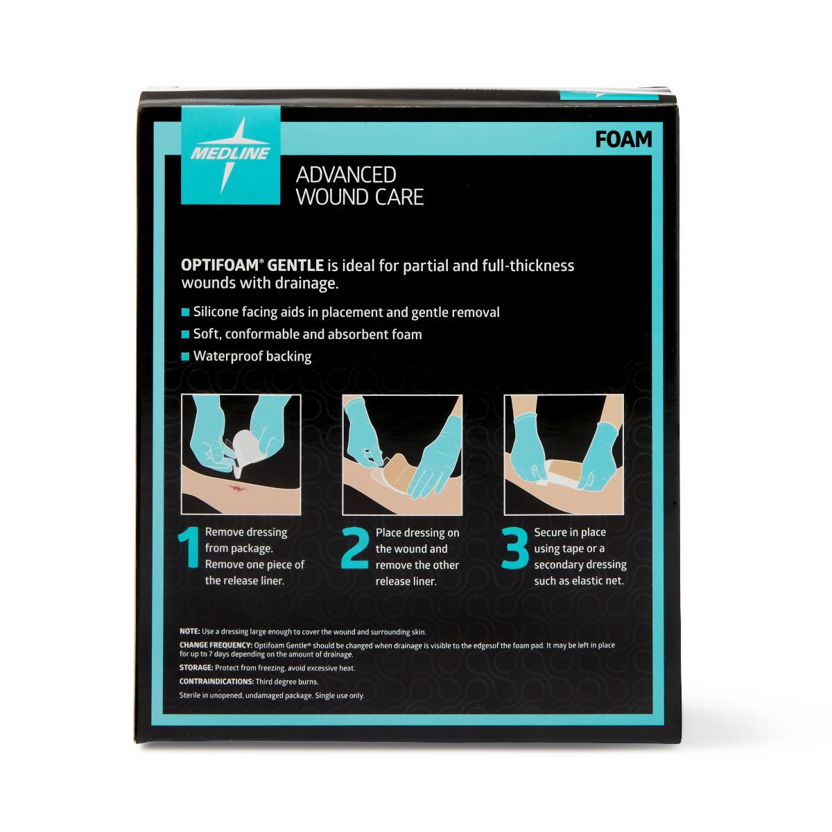 Optifoam Gentle Non-Bordered Silicone-Faced Foam Wound Dressings