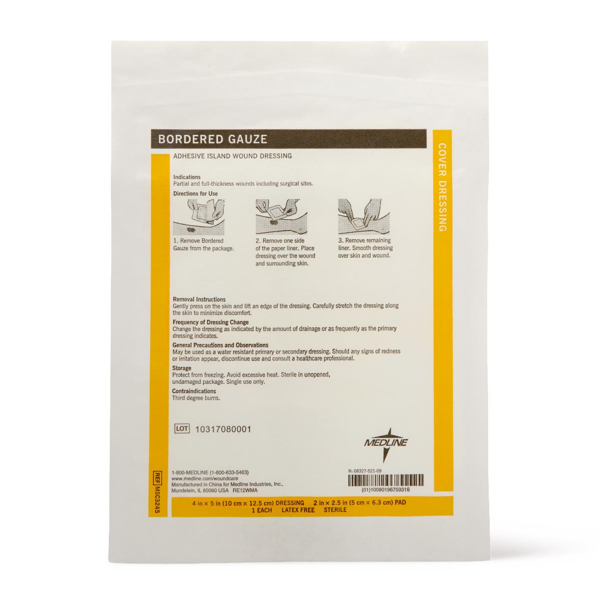 Medline Bordered Gauze Adhesive Island Wound Dressings