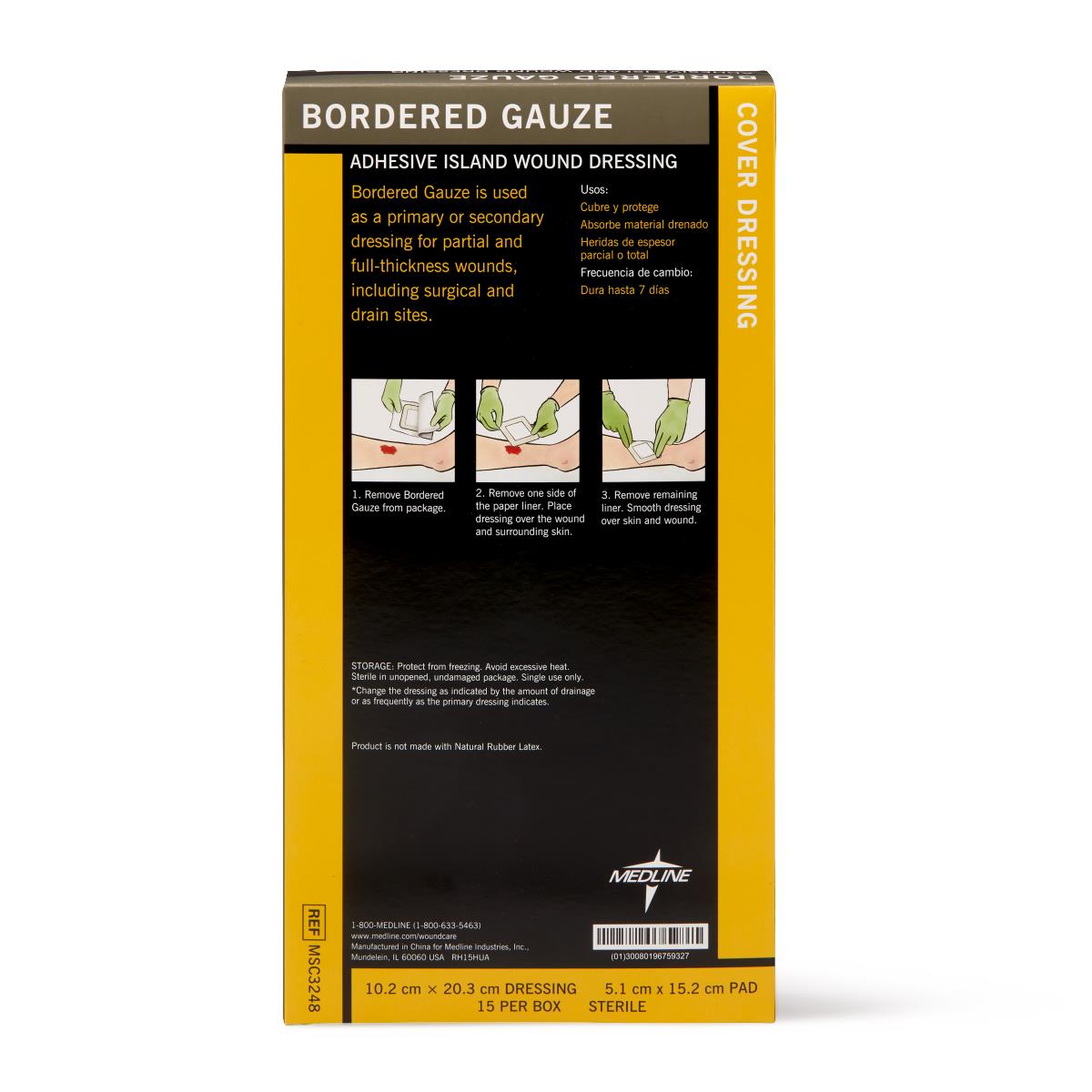 Medline Border Gauze Adhesive Island Wound Dressing