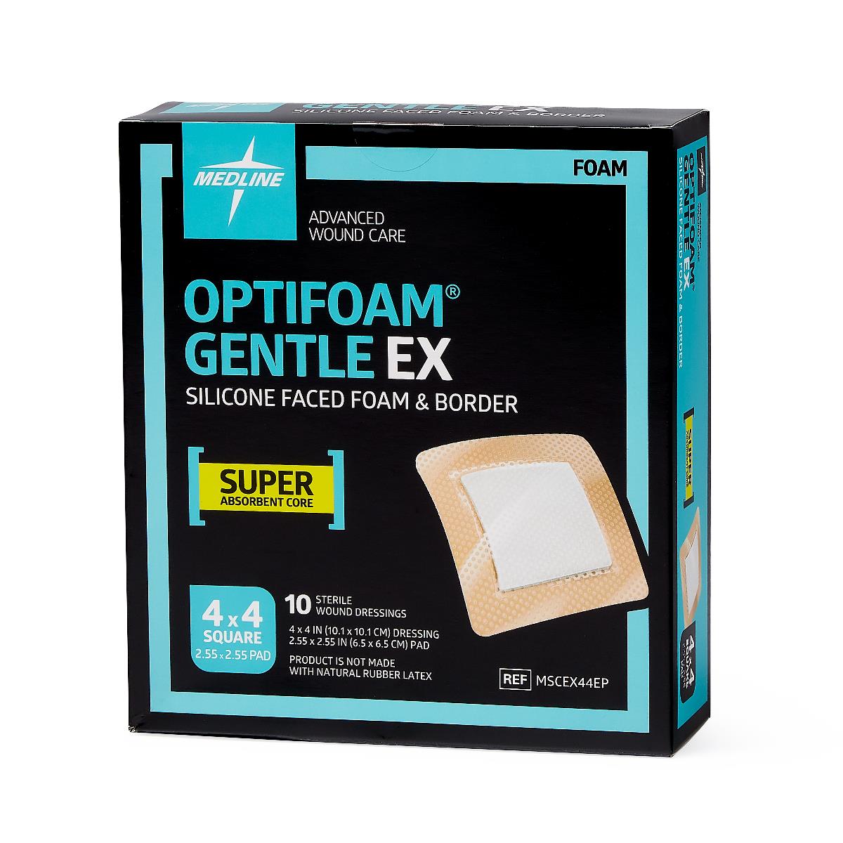 Foam Dressing Optifoam® Gentle Ex With Border Waterproof Backing Silicone Face And Border Square Sterile