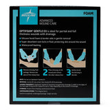 Silicone Foam Dressing Optifoam® Gentle Ex With Border Film Backing Silicone Face Square Sterile