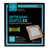 Silicone Foam Dressing Optifoam® Gentle Ex With Border Film Backing Silicone Face Square Sterile