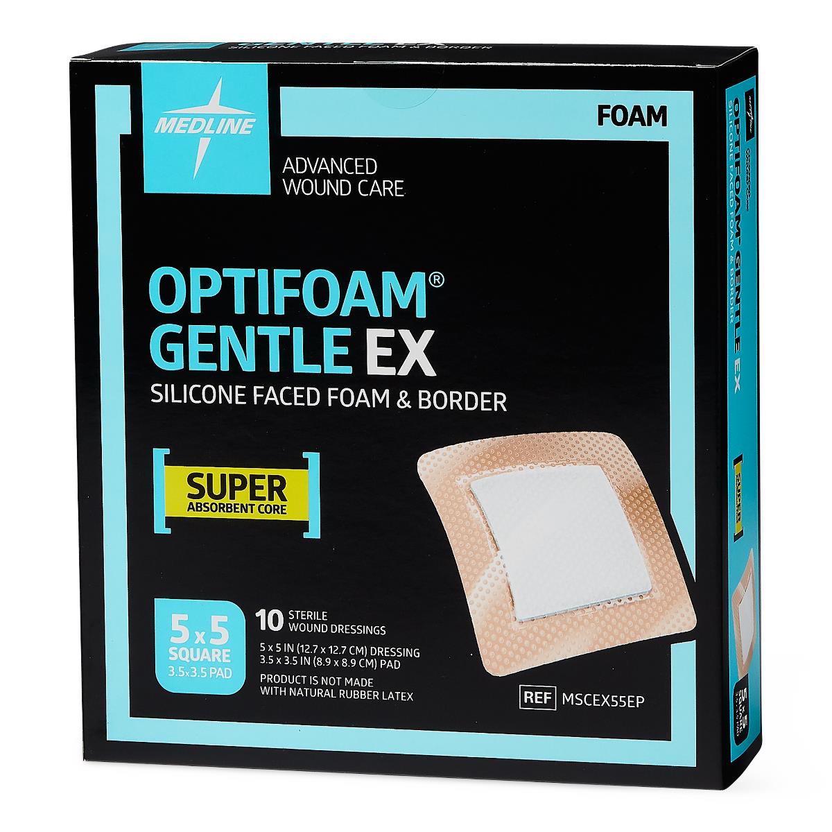 Silicone Foam Dressing Optifoam® Gentle Ex With Border Film Backing Silicone Face Square Sterile
