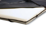 Close-up of the gel foam texture and material of the mattress overlay.
