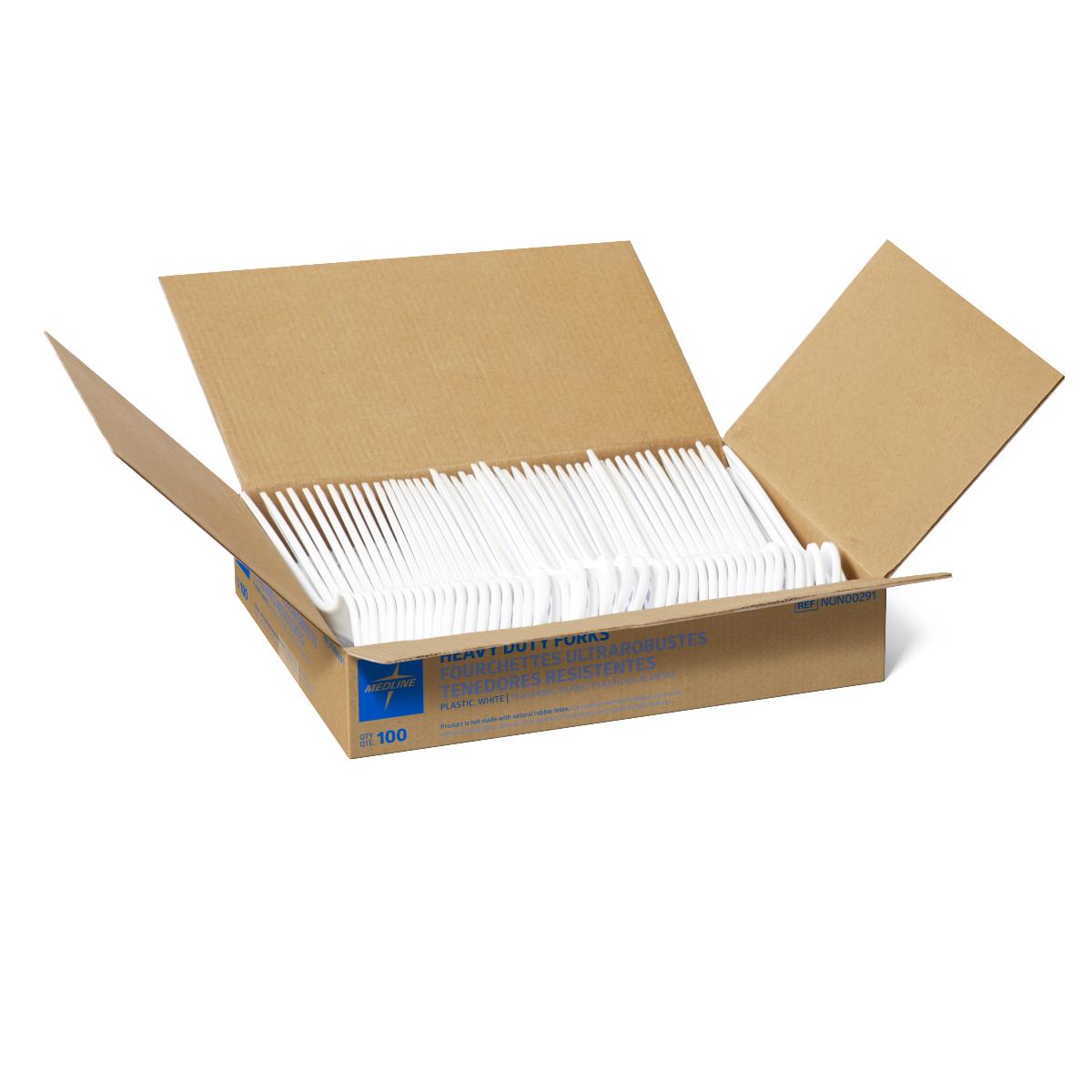 Medline Disposable White Plastic Forks