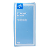 Medline flexible plastic drinking straws, angled view of the box
