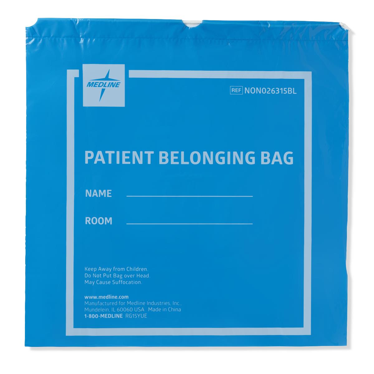 Medline Plastic Patient Belongings Bags with Drawstring