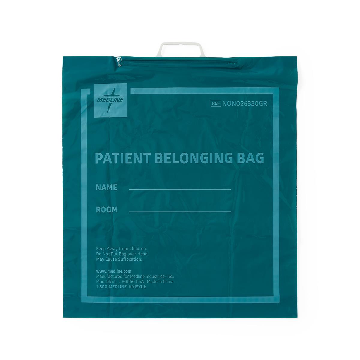 Medline Plastic Patient Belongings Bags with Rigid Handle