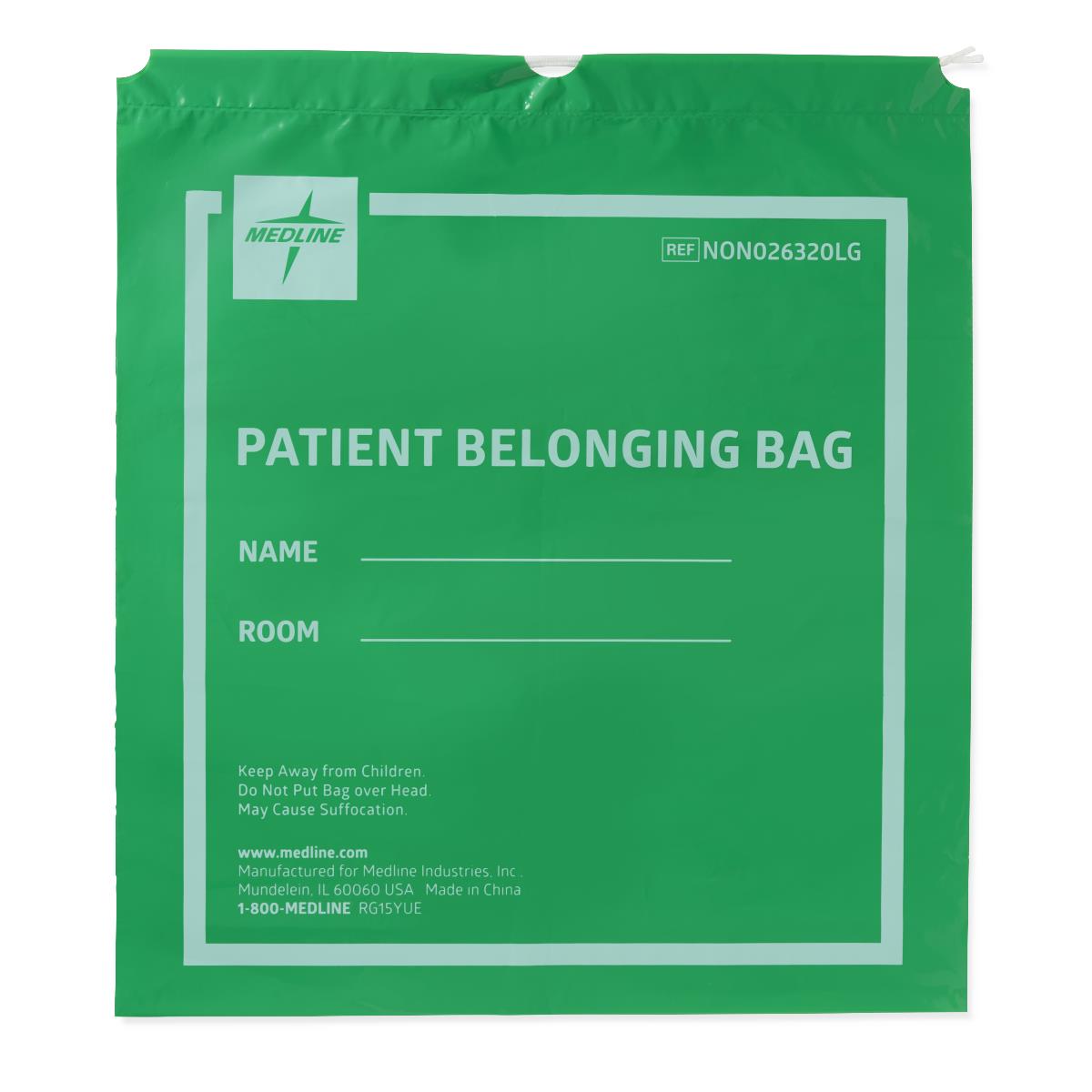 Medline Plastic Patient Belongings Bags with Drawstring