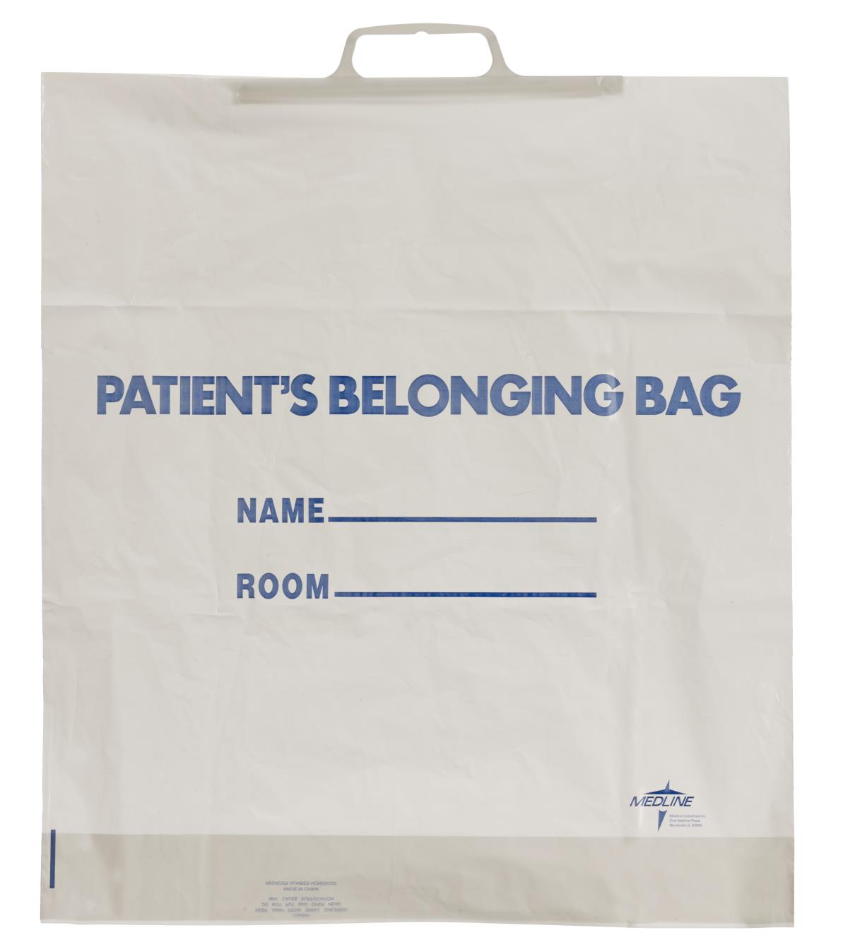 Medline Plastic Patient Belongings Bags with Rigid Handle