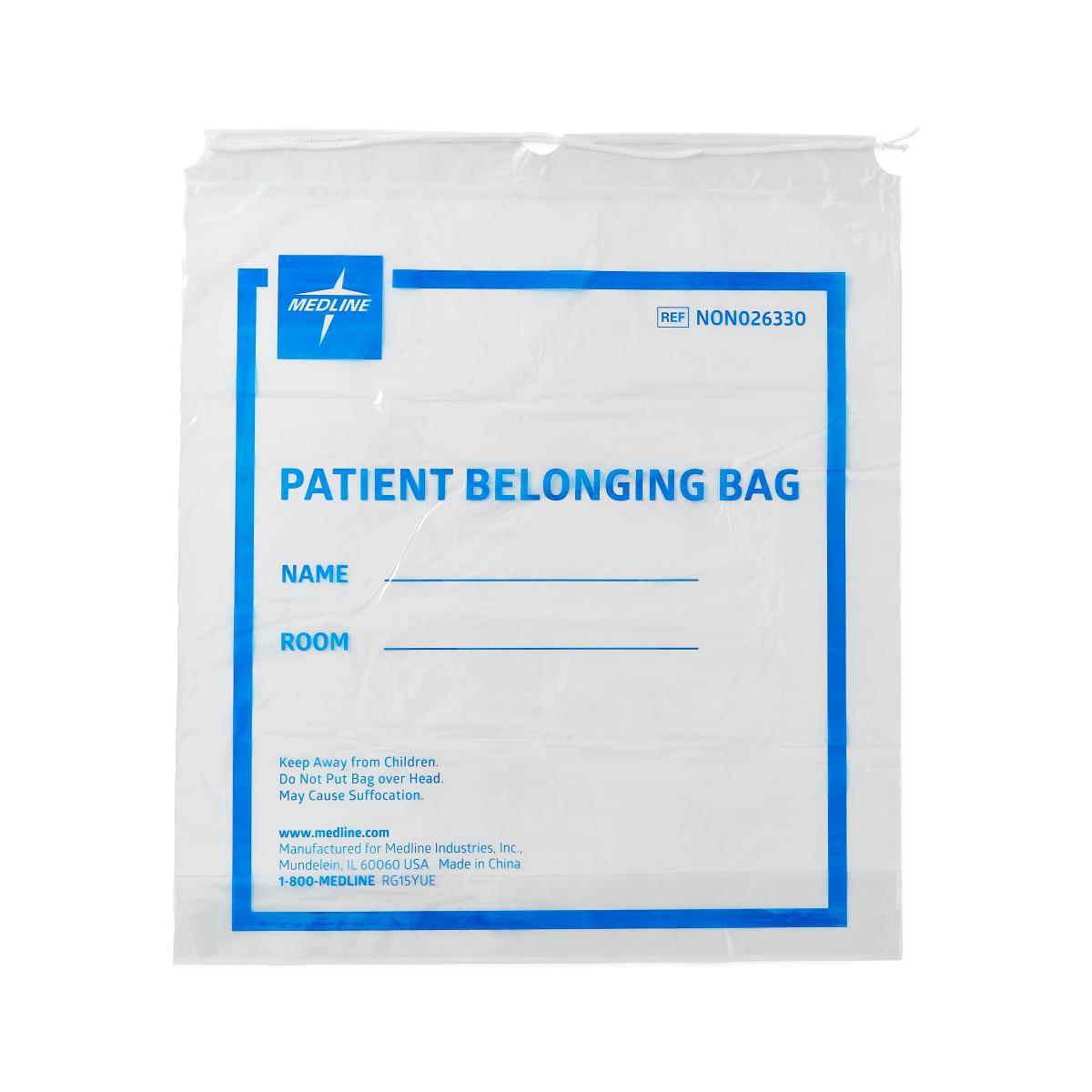 Medline Plastic Patient Belongings Bags with Drawstring - BeHope
