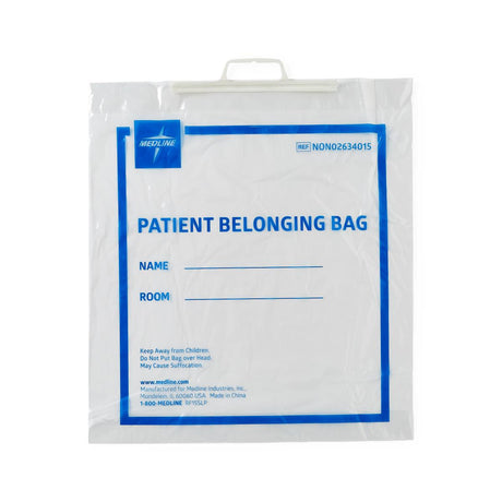 Medline Plastic Patient Belongings Bags with Rigid Handle