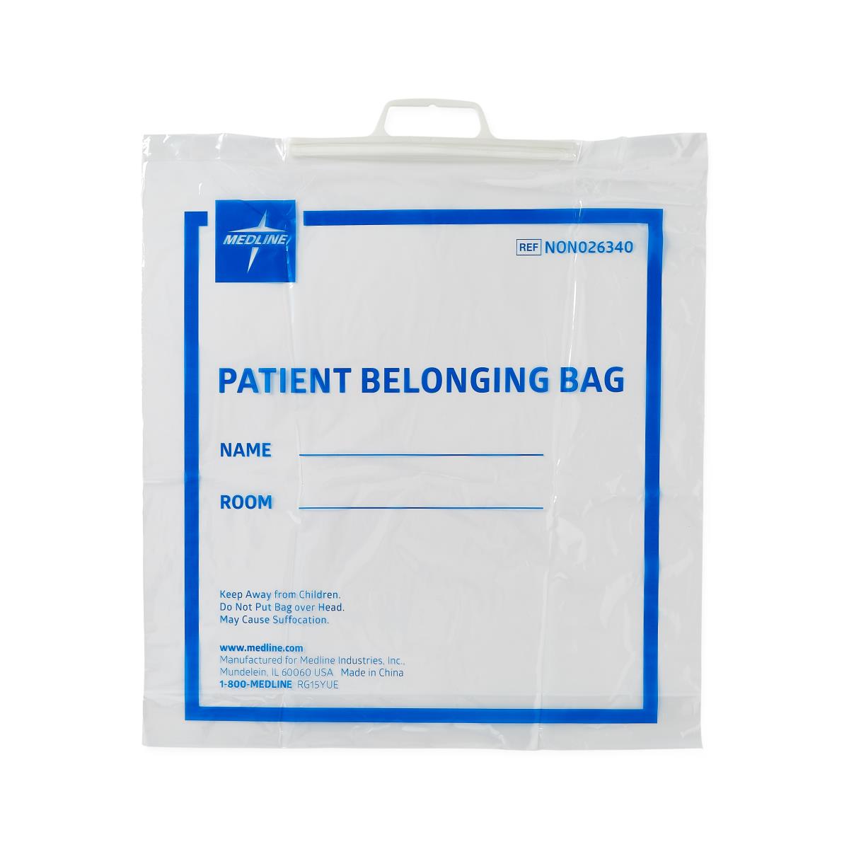 Medline Plastic Patient Belongings Bags with Rigid Handle - BeHope
