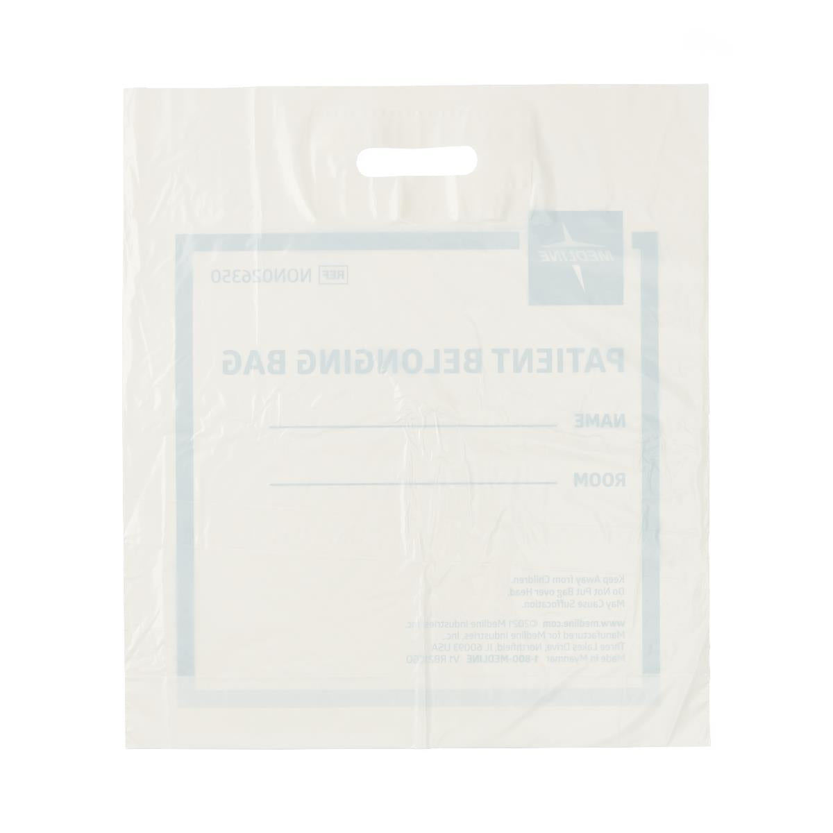 Medline Plastic Patient Belongings Bags with Patch Handle