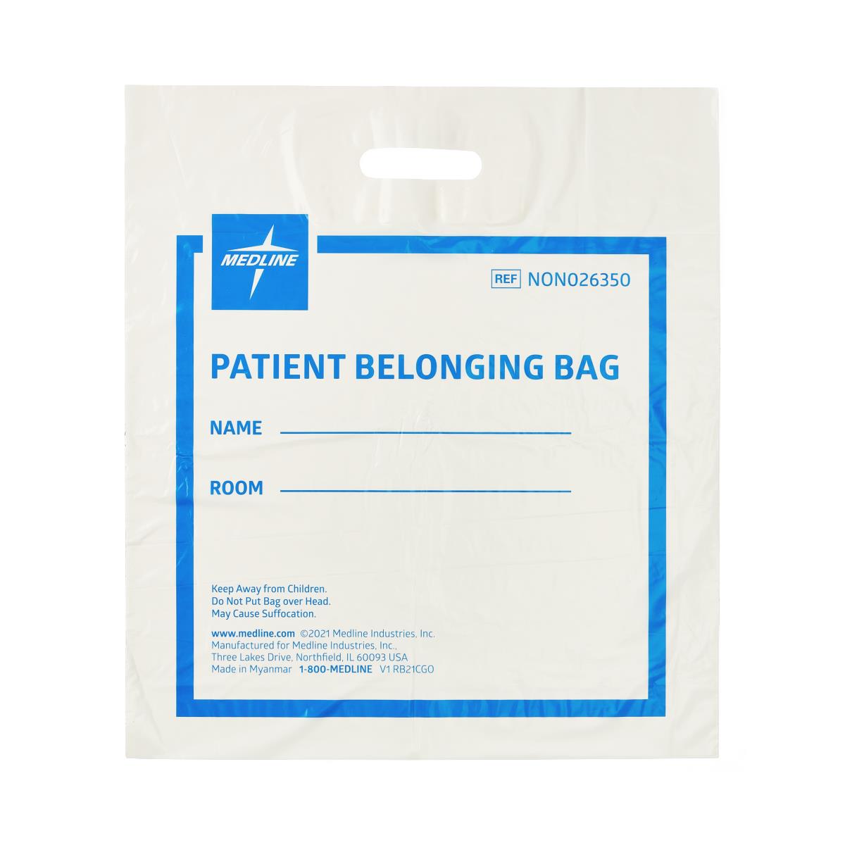 Medline Plastic Patient Belongings Bags with Patch Handle - BeHope
